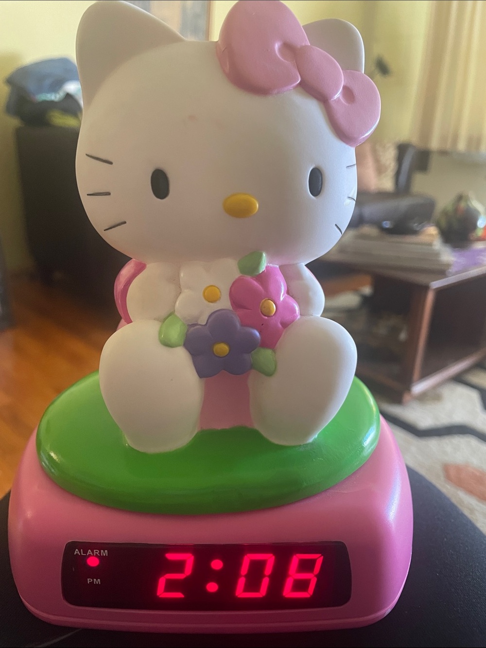 Hello Kitty Pink and White Floral Digital Alarm Clock